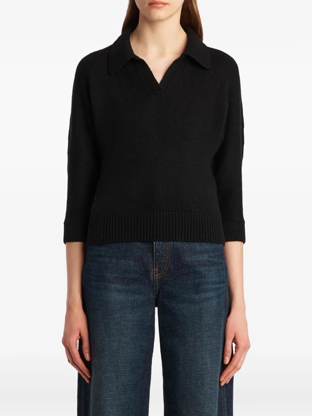 KHAITE Kasjmier poloshirt Zwart