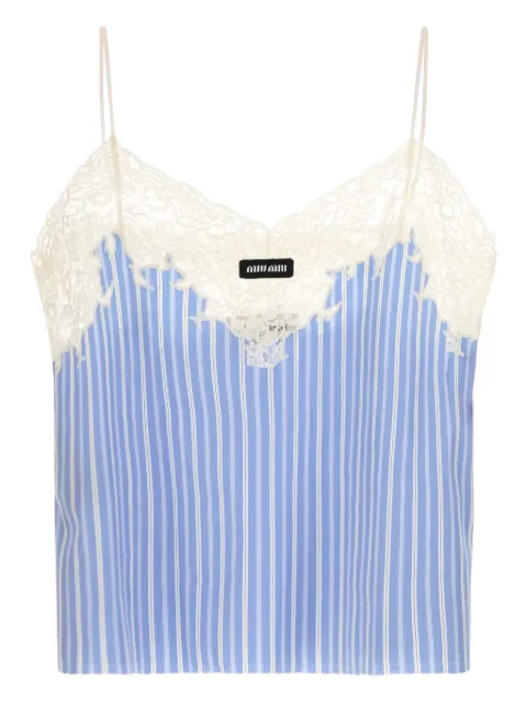 Miu Miu striped lace-trimmed top