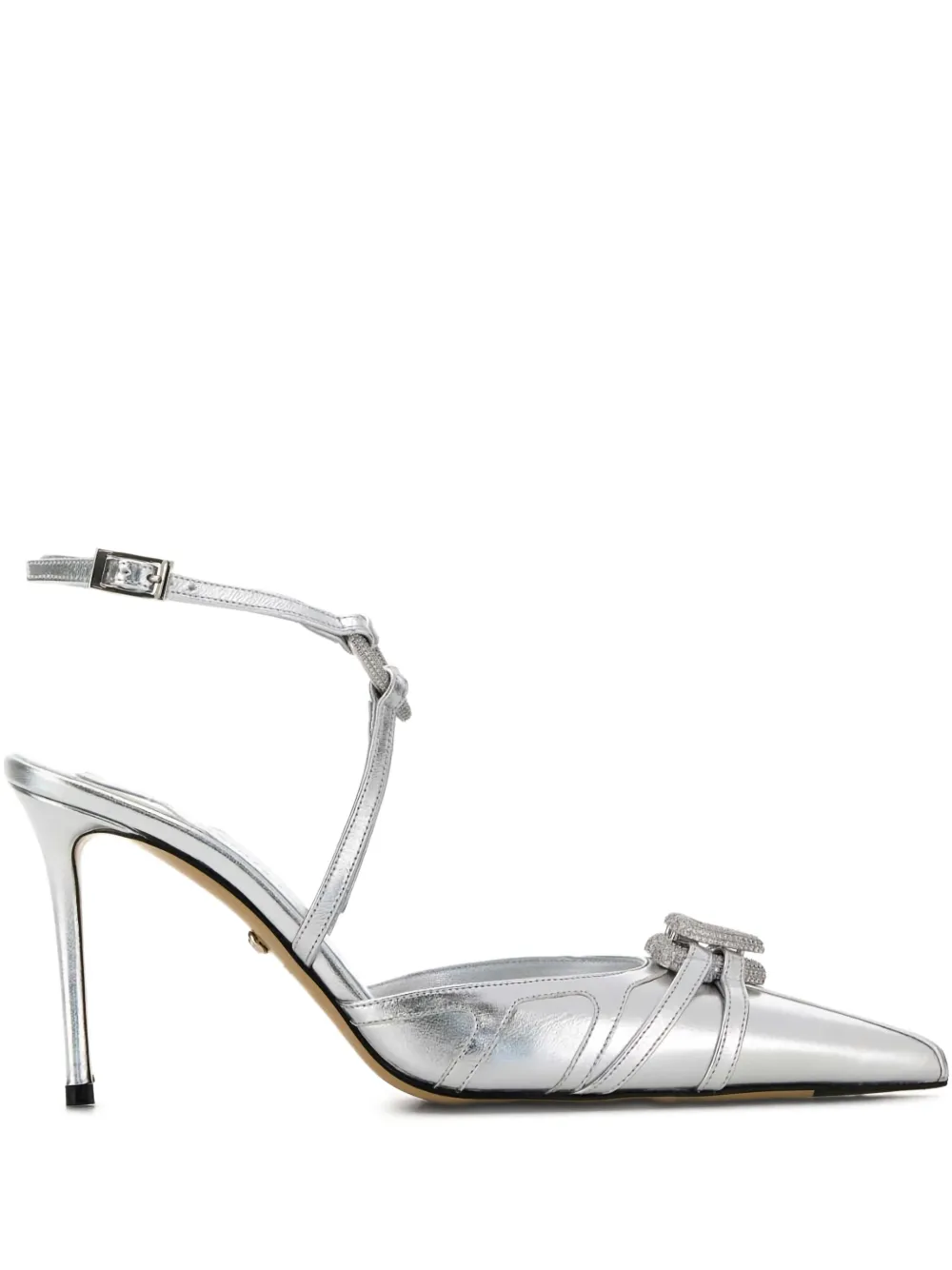 MACH & MACH 95mm crystal-embellished ankle-strap pumps Grey