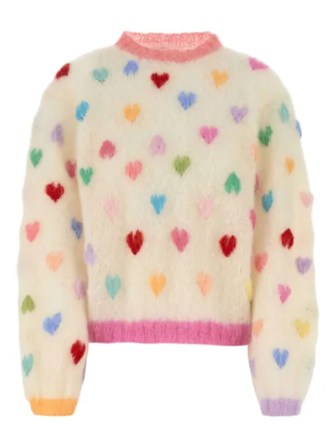 Rose Carmine heart-intarsia sweater