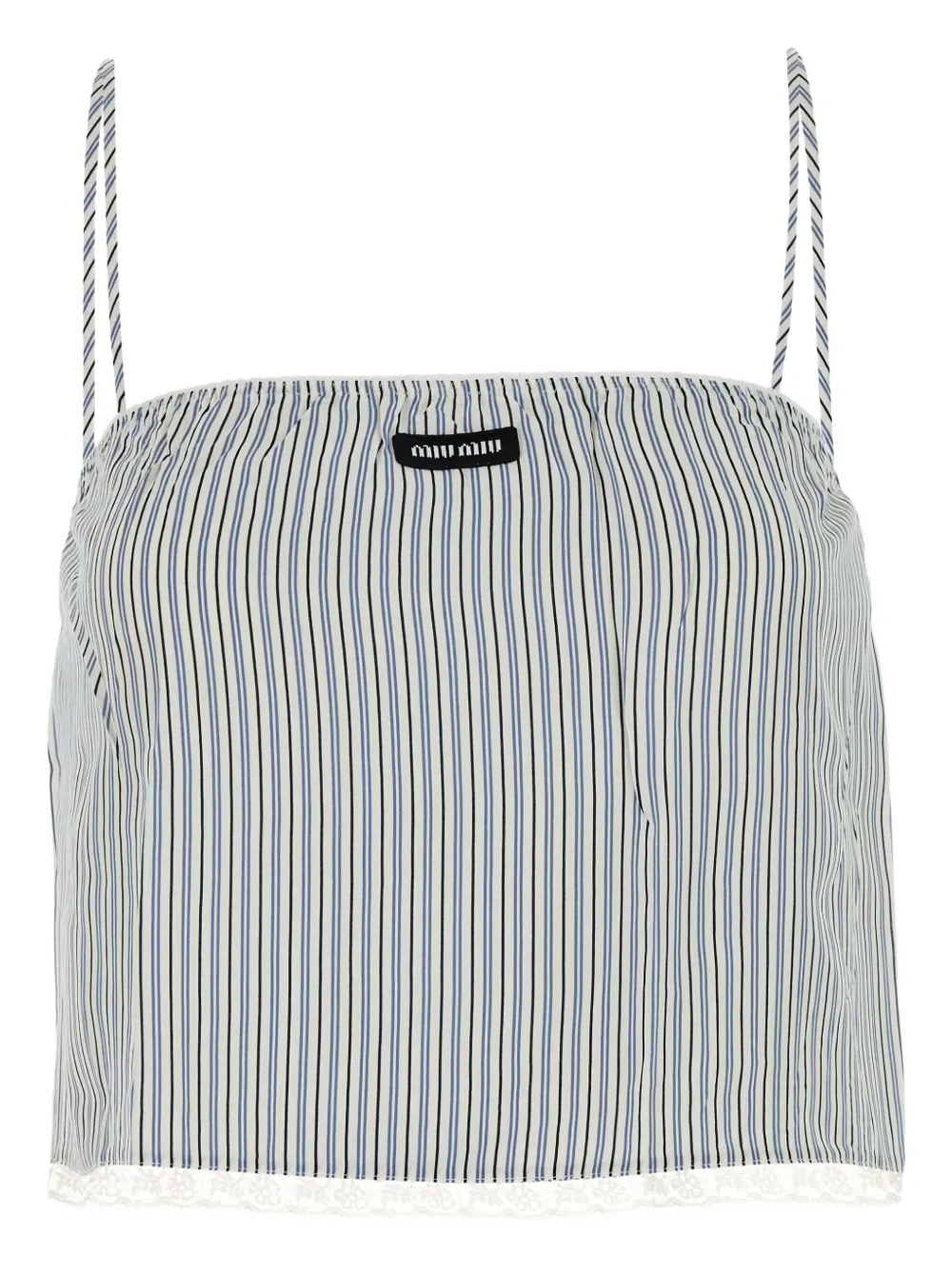 Miu Gestreepte top met kanten afwerking Beige