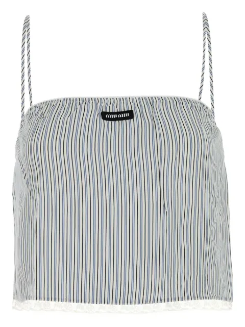Miu Miu striped-pattern lace-trimmed top