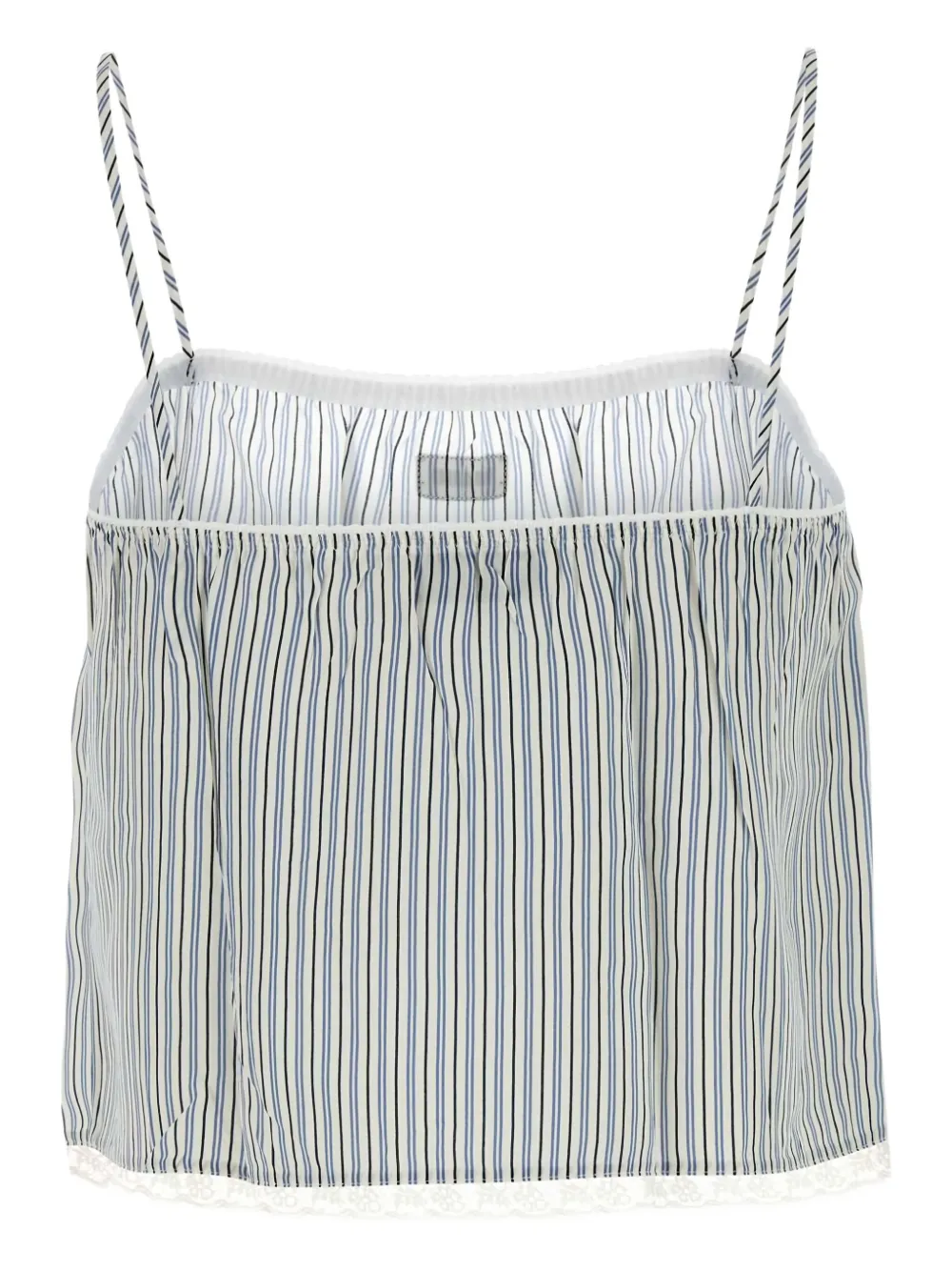 Miu Gestreepte top met kanten afwerking Beige