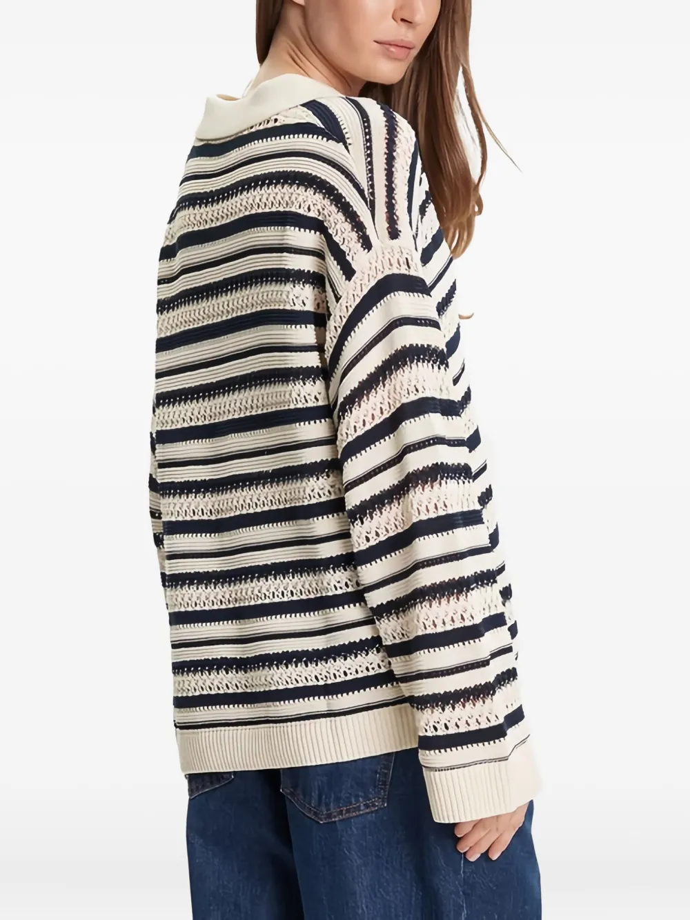 Tommy Hilfiger Striped Polo-neck Sweater In White