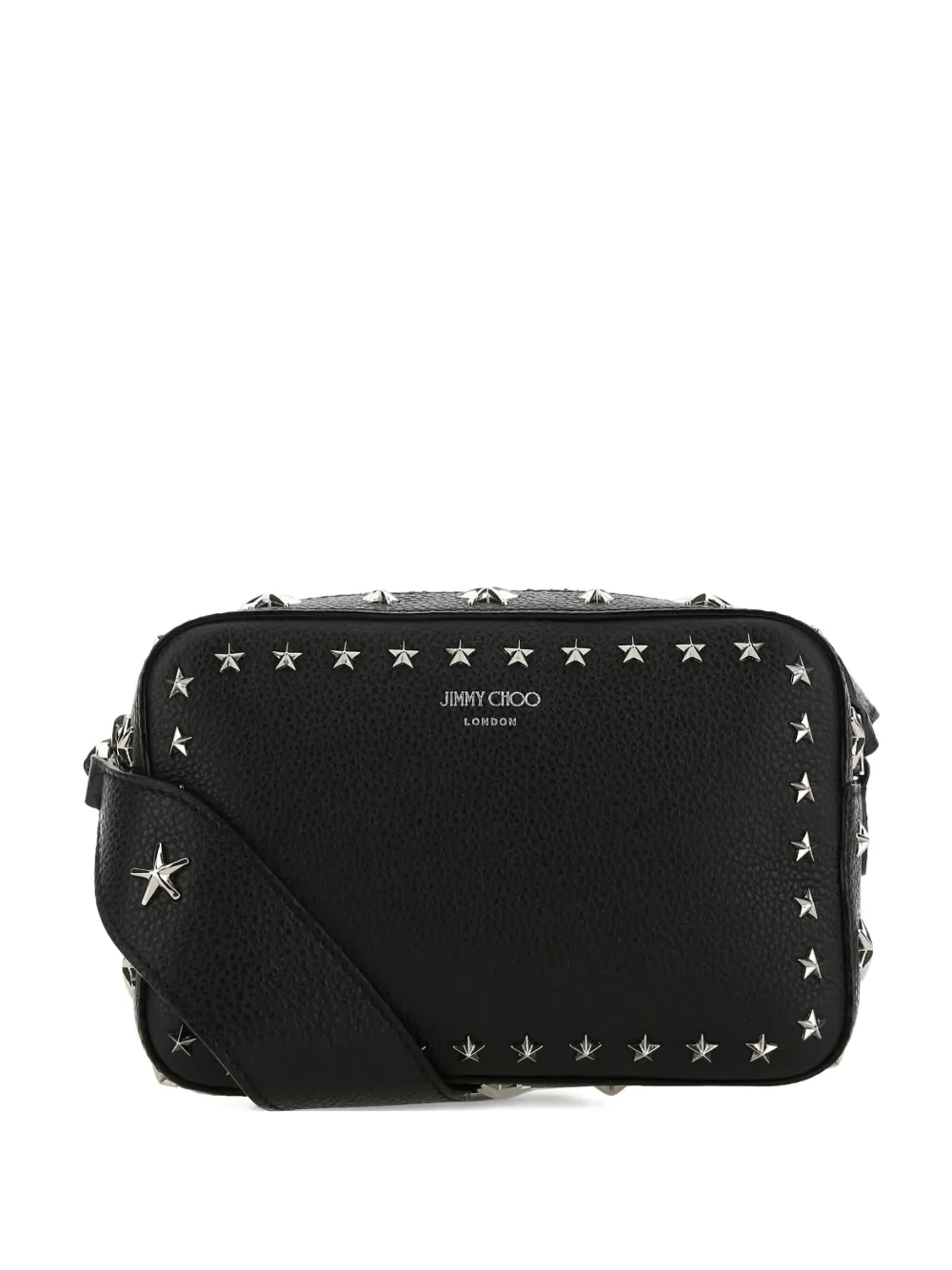 Jimmy Choo Pegasi star-studded leather shoulder bag Zwart