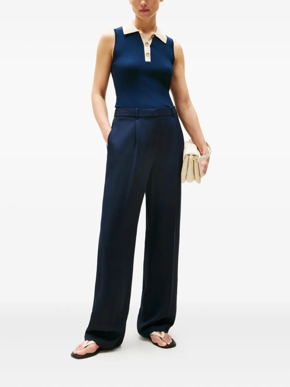 Tommy Hilfiger Geribbelde mouwloze polotop - Blauw