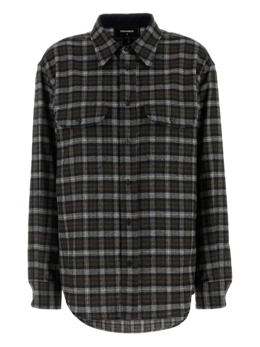 DSQUARED2 Canadian plaid-print landscape shirt Groen