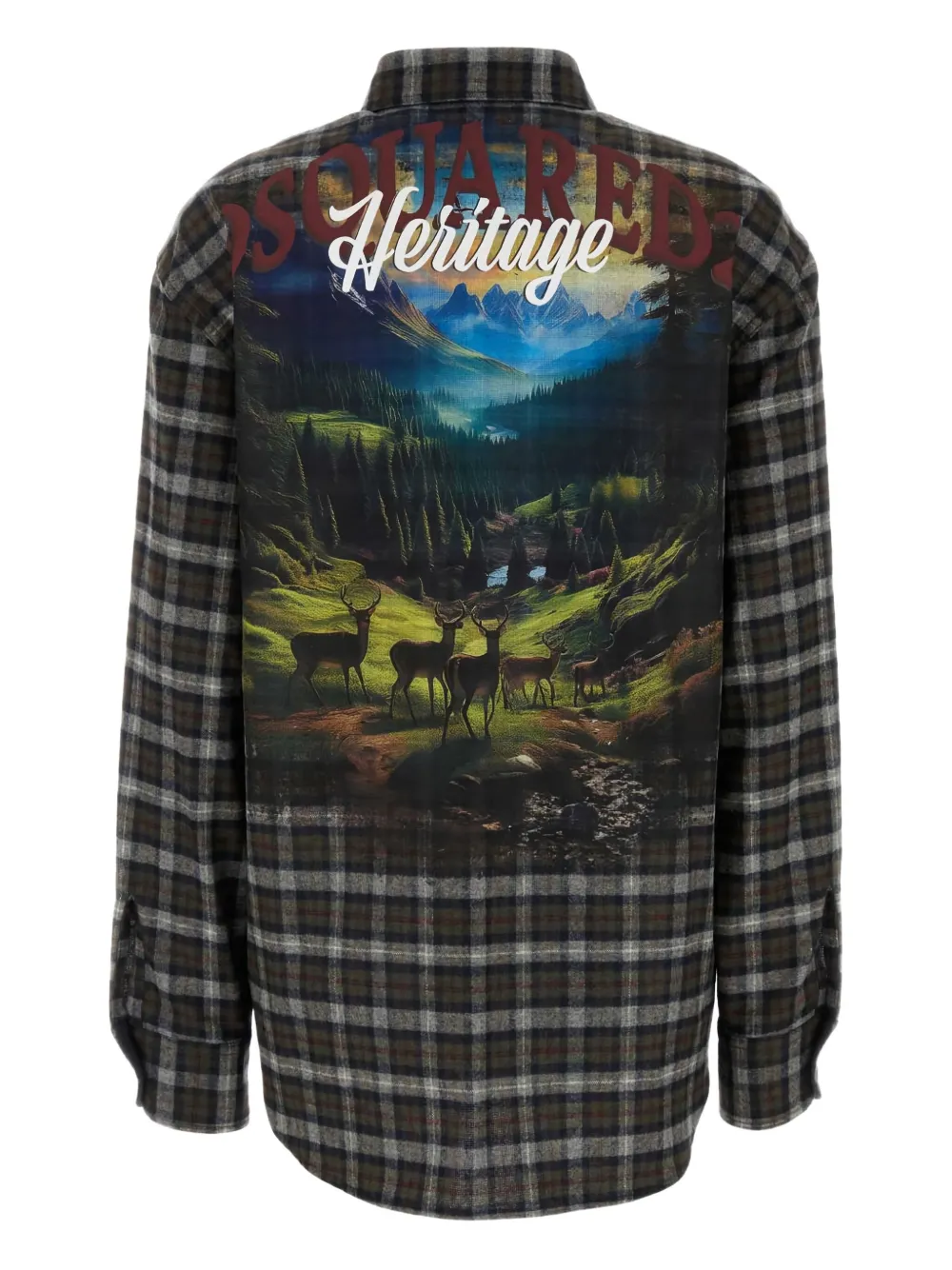 DSQUARED2 Canadian plaid-print landscape shirt Groen