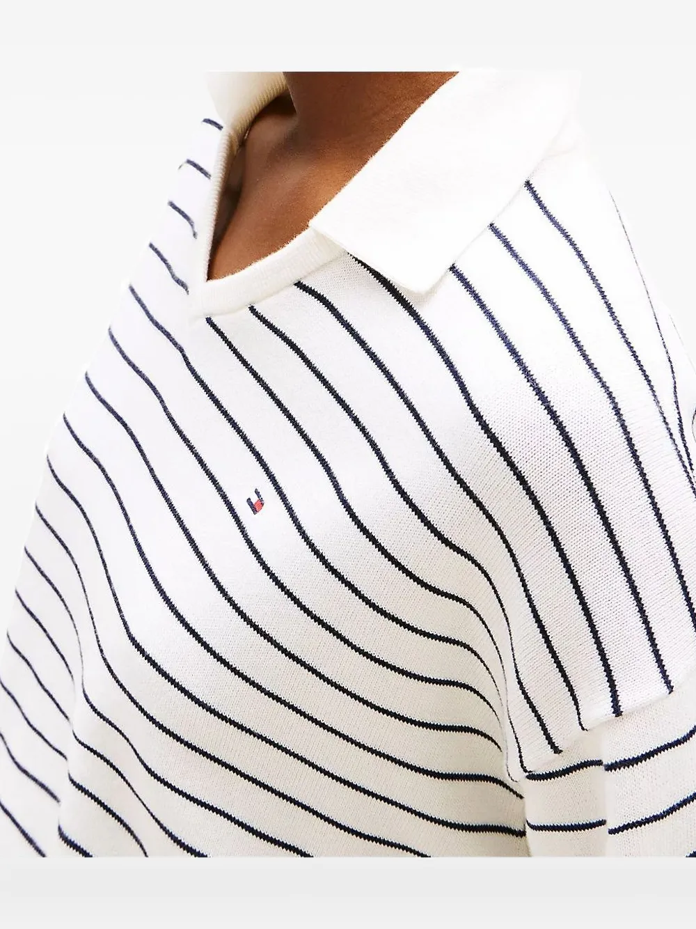 Tommy Hilfiger Striped V-neck Polo Top In Multi