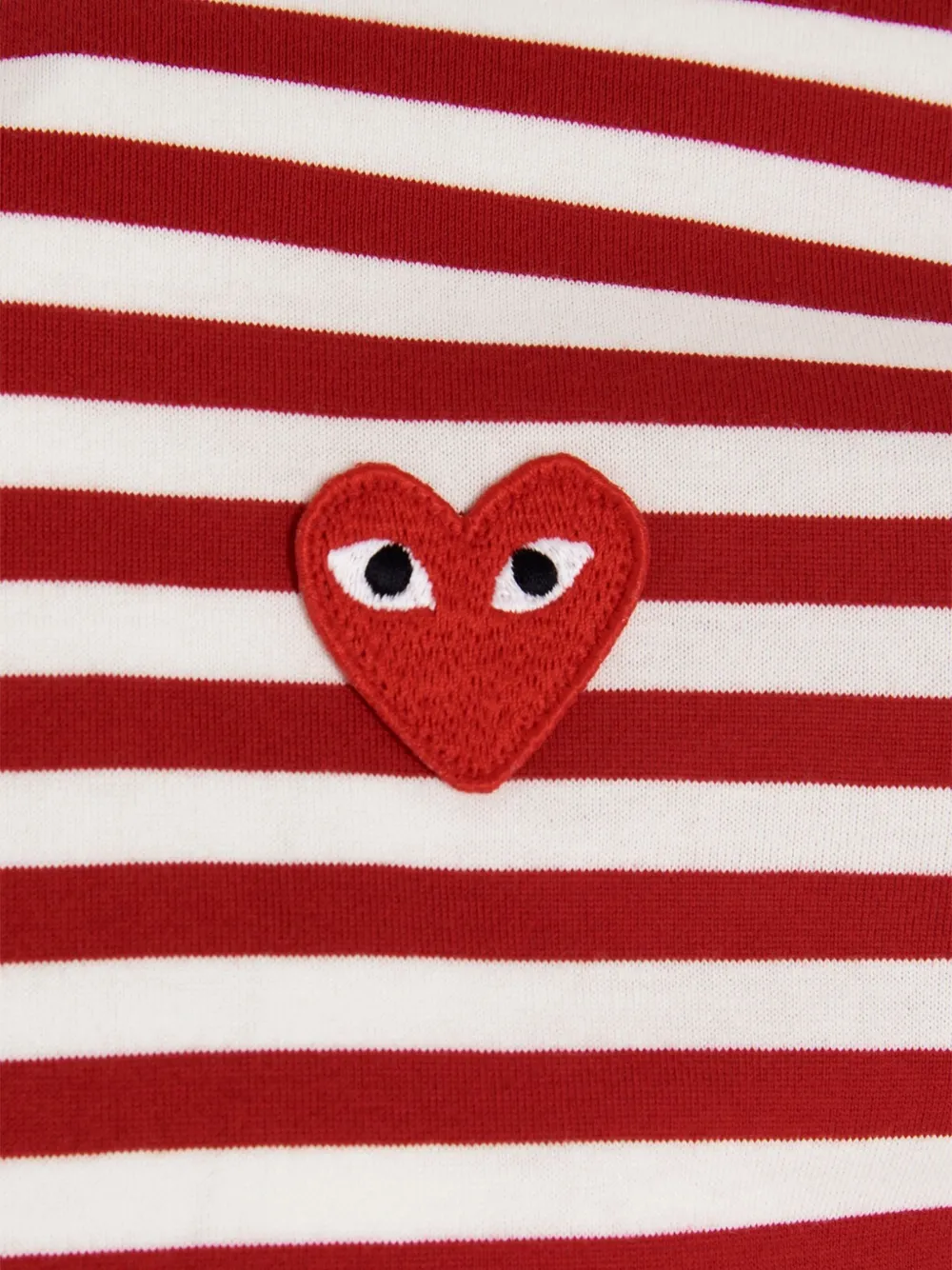 Comme Des Garçons Play striped heart-logo T-shirt Rood