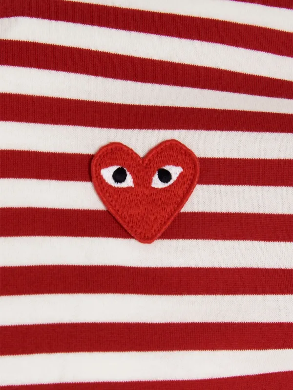 Comme Des Garçons Play Striped heart-logo T-shirt Red FARFETCH