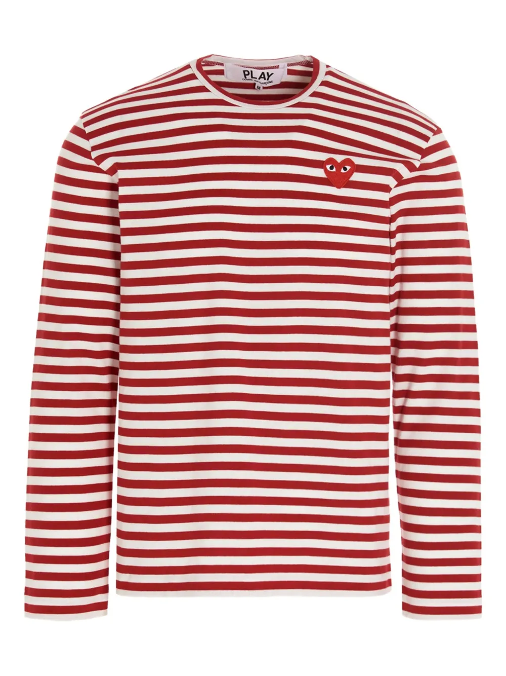 Comme Des Garçons Play striped heart-logo T-shirt Rood