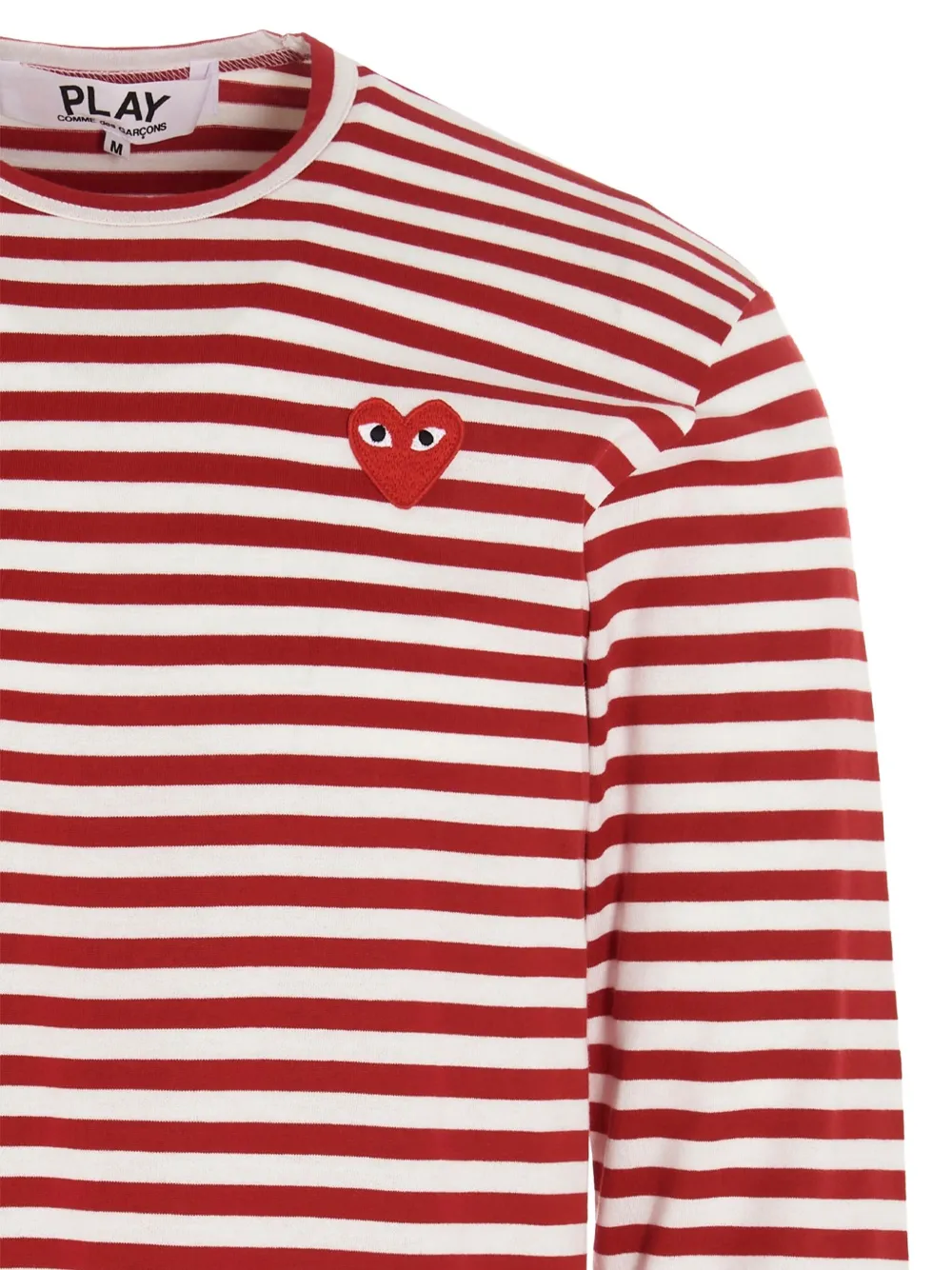 Comme Des Garçons Play striped heart-logo T-shirt Rood