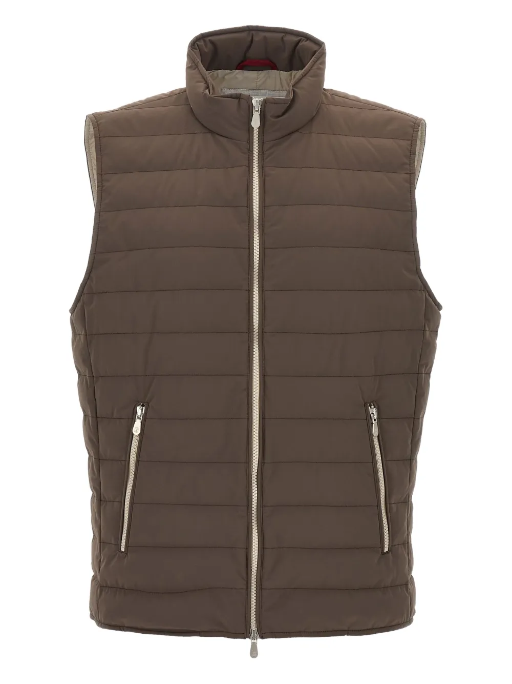 Brunello Cucinelli high-neck quilted vest Bruin