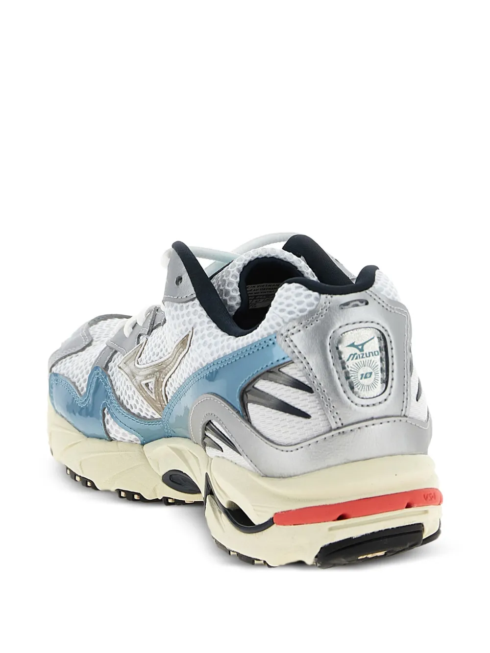 Mizuno Wave Ridder 10 mesh-panelled leather trainers White