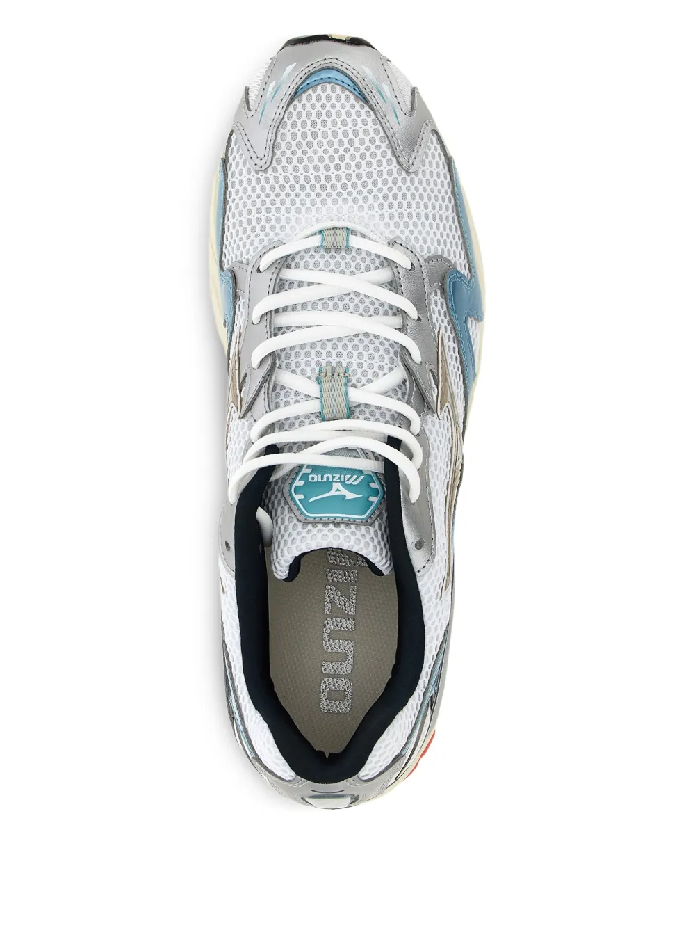 Mizuno Wave Ridder 10 mesh-panelled leather trainers White