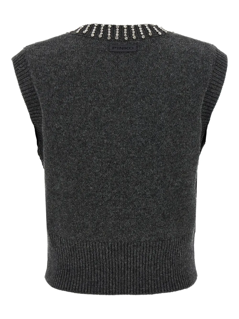 PINKO Ponziane crystal-embellished V-neck vest Grijs