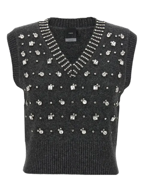PINKO Ponziane crystal-embellished V-neck vest