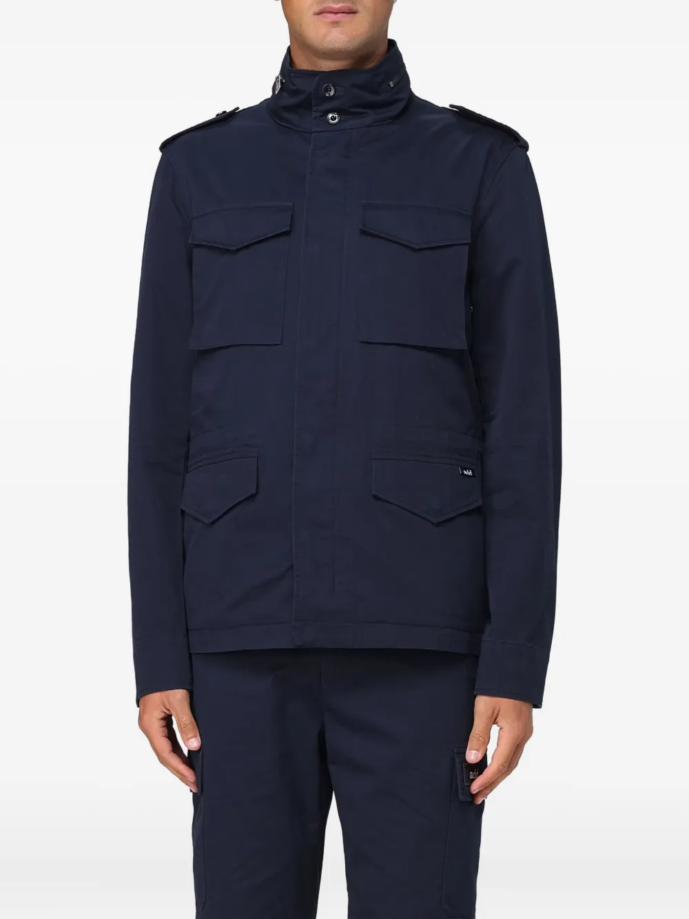 Add flap-pocket cotton jacket | Blue | Image 1