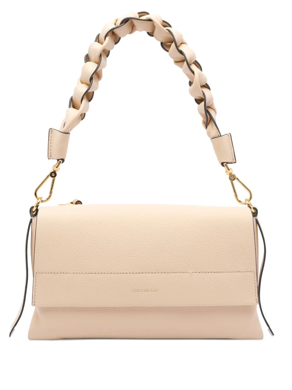 Coccinelle small braided-handle leather shoulder bag Beige