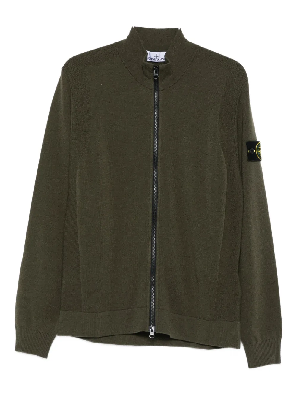 Stone Island 5100062 zip-front patch pocket sweater Groen