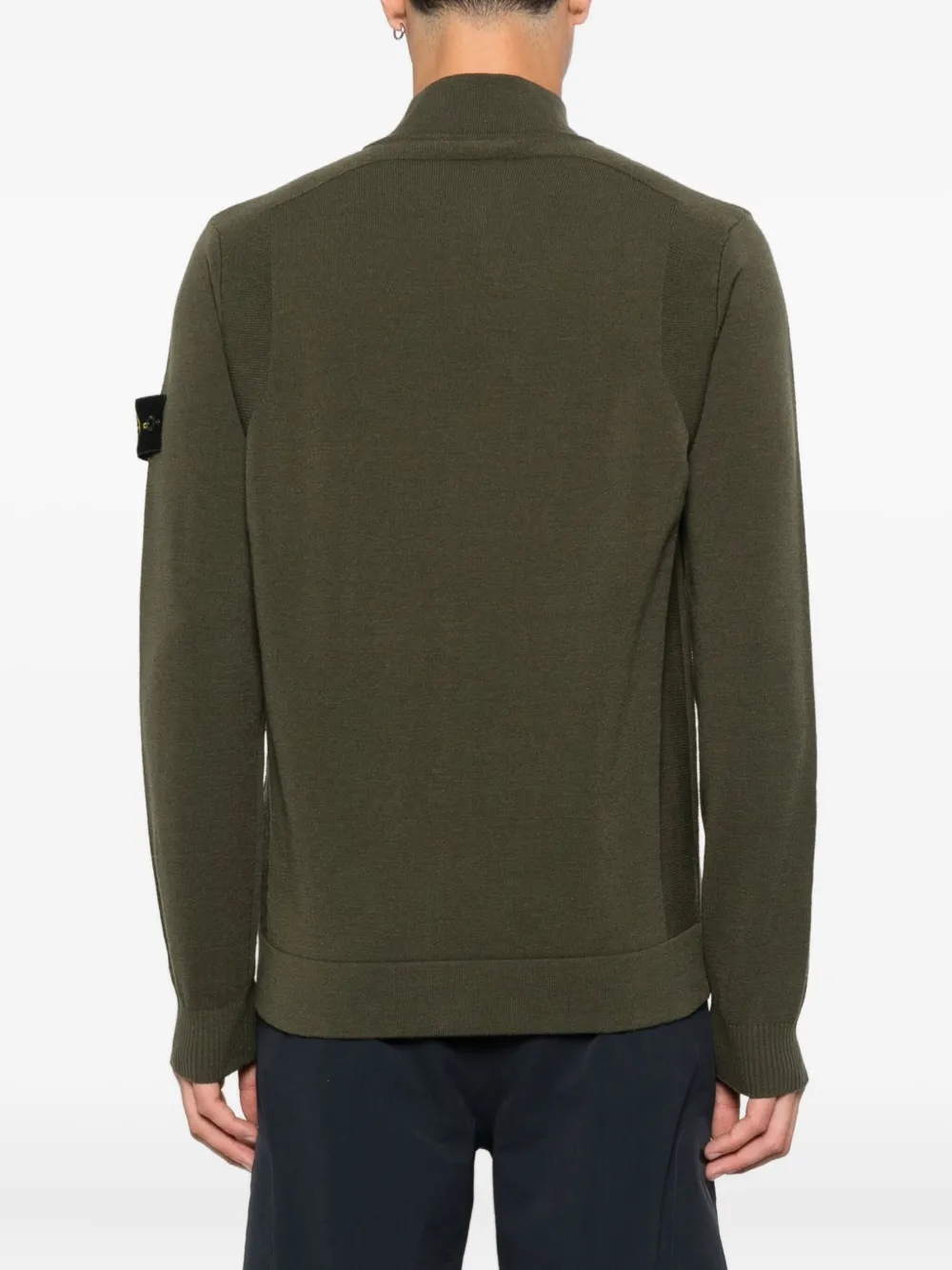 Stone Island 5100062 zip-front patch pocket sweater Groen