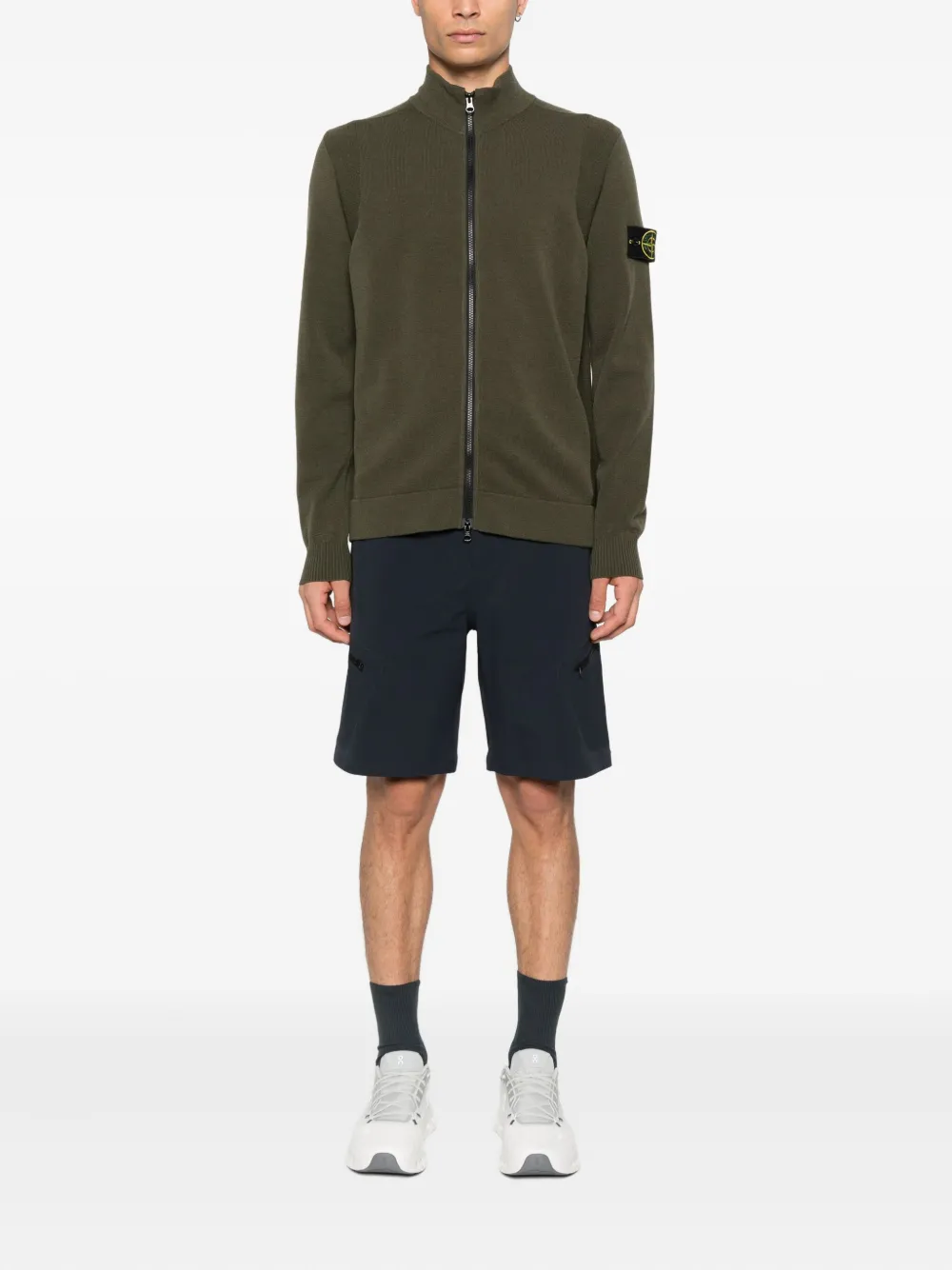 Stone Island 5100062 zip-front patch pocket sweater Groen