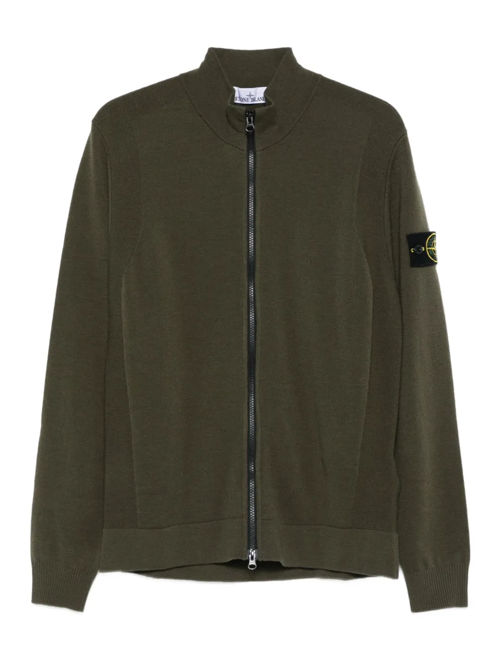 Stone Island 5100062 zip-front patch pocket sweater Groen