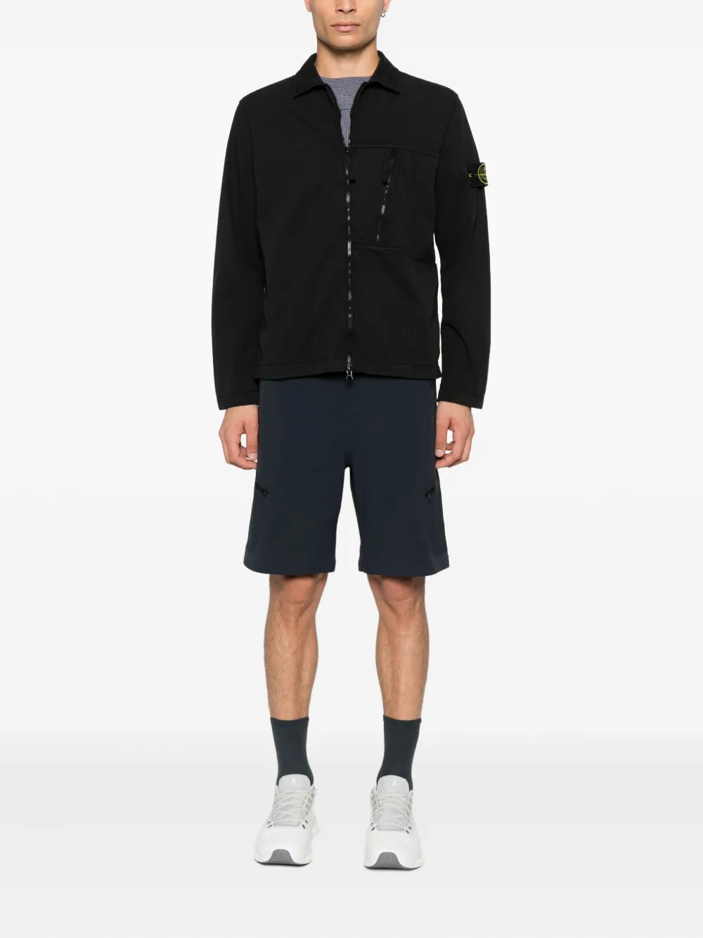 Stone Island zip-fastening shirt jacket Zwart