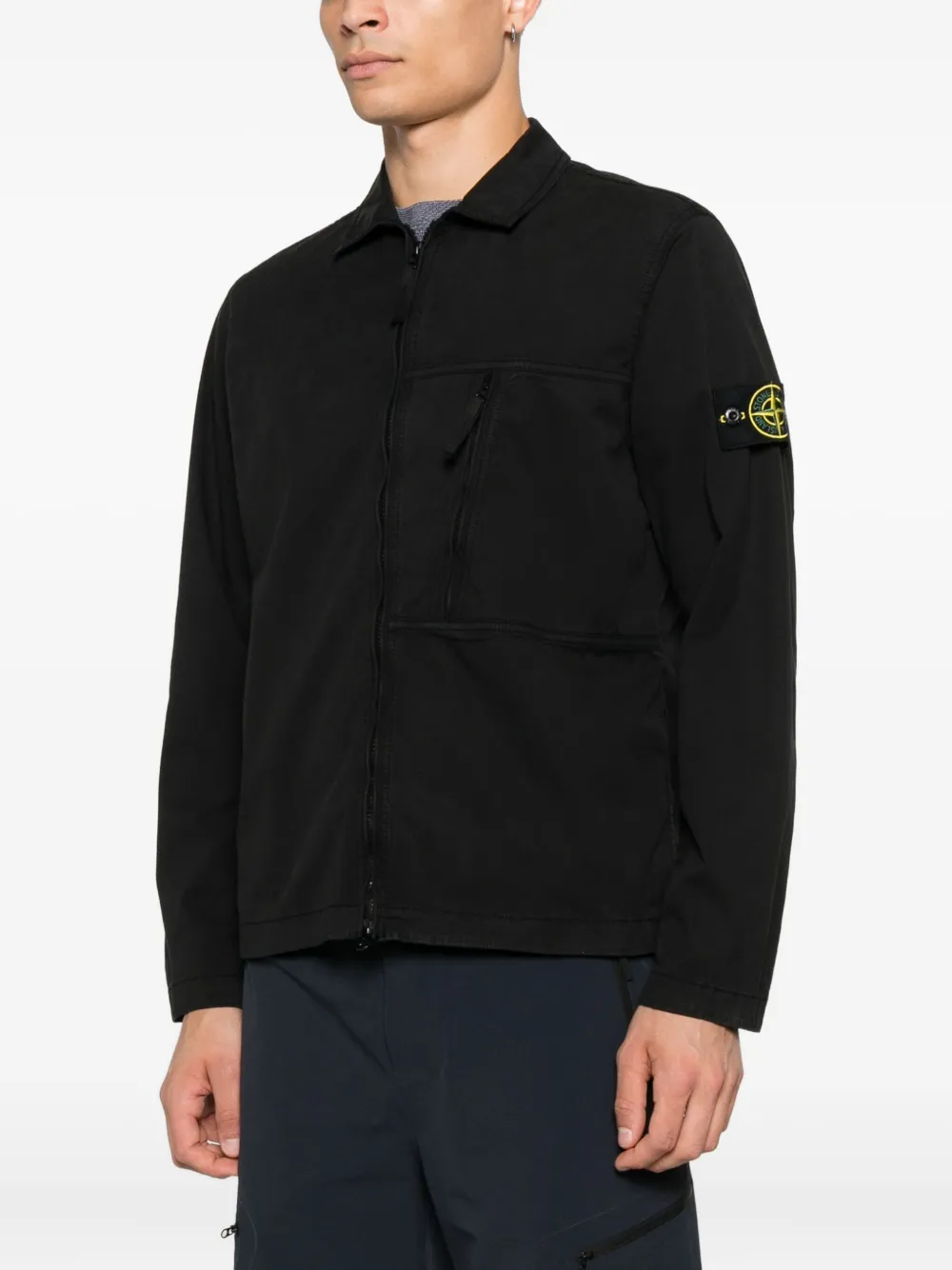 Stone Island zip-fastening shirt jacket Zwart