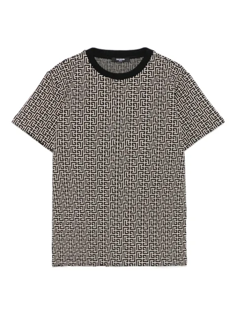 Balmain Kids monogram-print short-sleeve T-shirt
