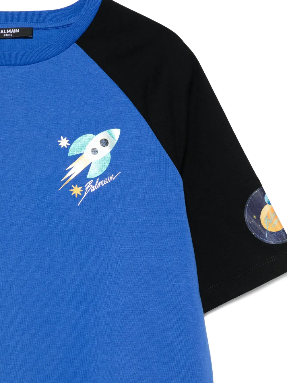 Balmain Kids Raglan T-shirt met raketprint Blauw