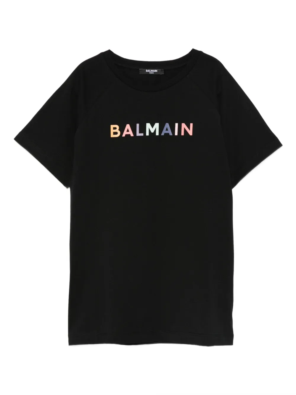Balmain Kids Katoenen T-shirt met regenbooglogo Zwart