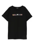 Balmain Kids rainbow-logo cotton T-shirt - Black
