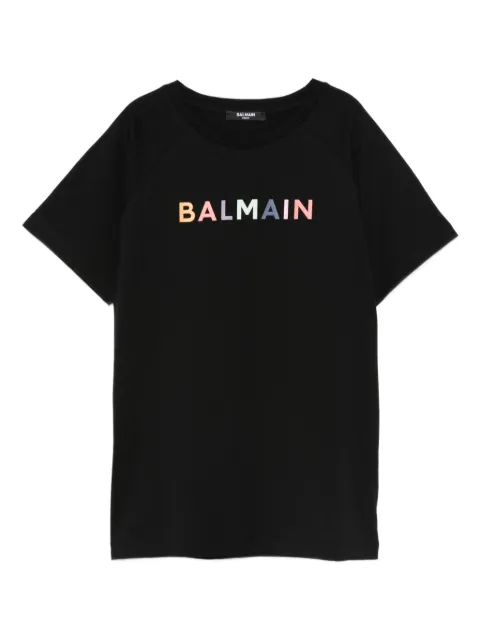 Balmain Kids rainbow-logo cotton T-shirt