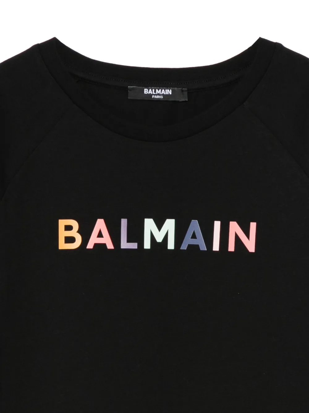Balmain Kids Katoenen T-shirt met regenbooglogo Zwart