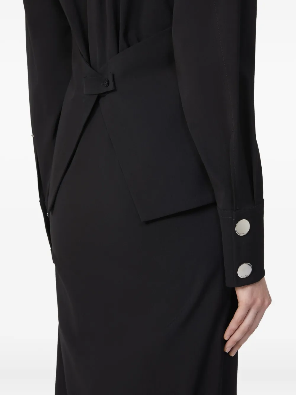 Sportmax button-cuff shirred dress Zwart