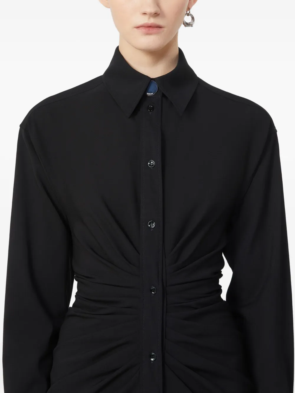 Sportmax button-cuff shirred dress Zwart