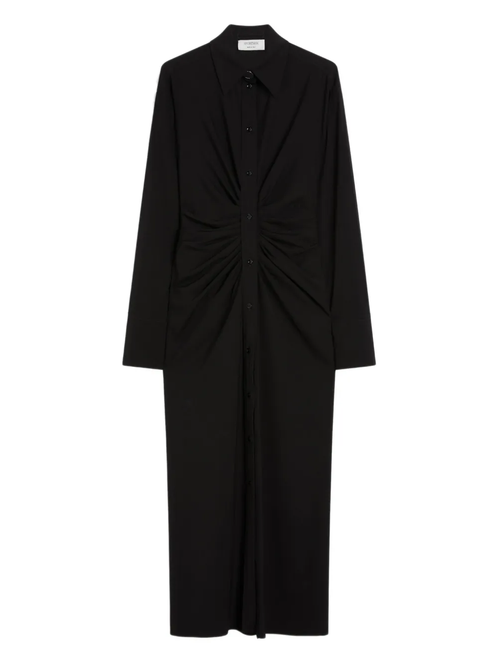 Sportmax button-cuff shirred dress Zwart