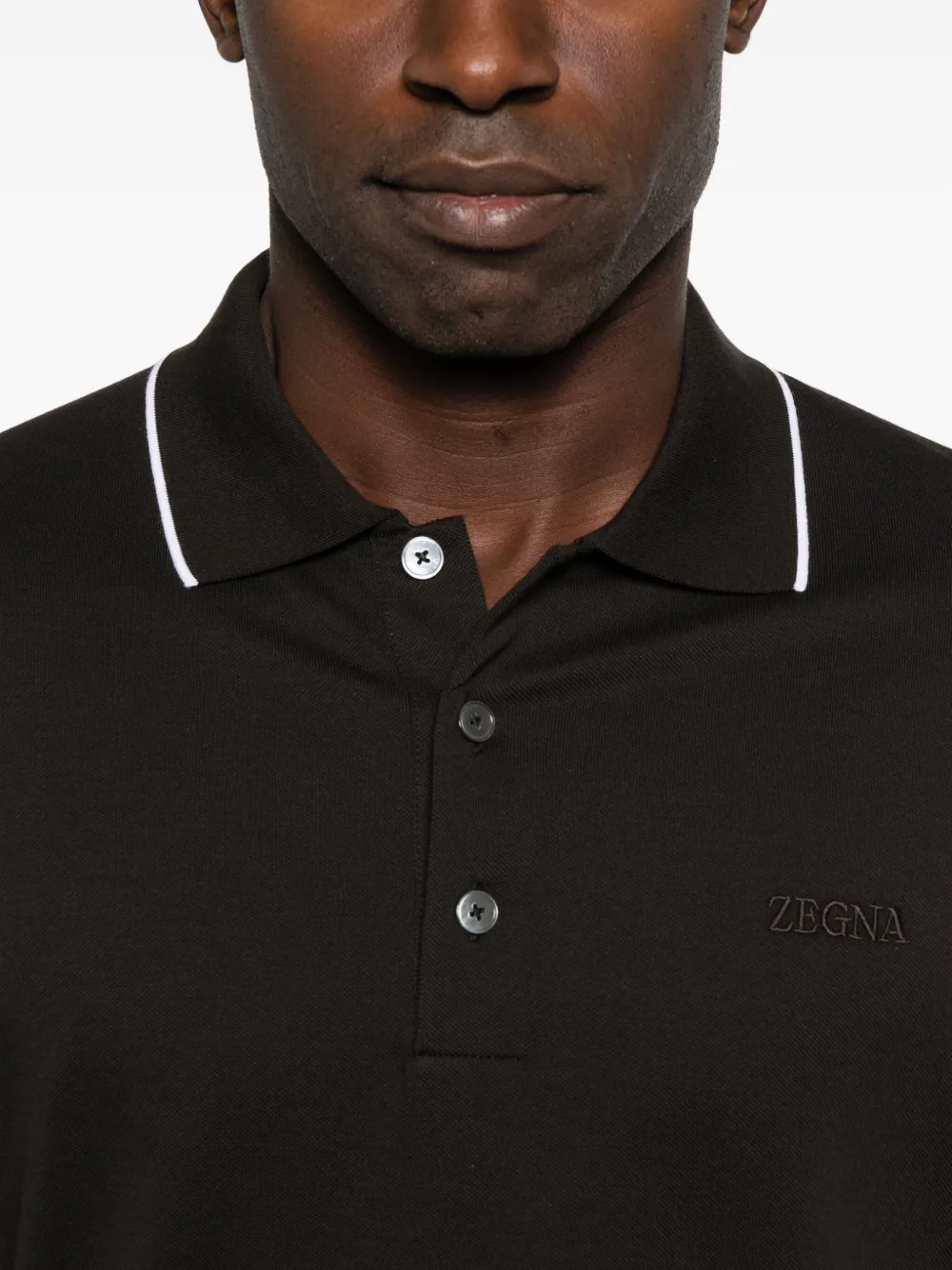 Zegna Poloshirt met contrasterende afwerking Bruin