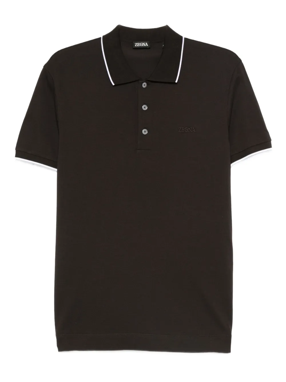 Zegna contrast-trimmed polo shirt | Brown | Image 1