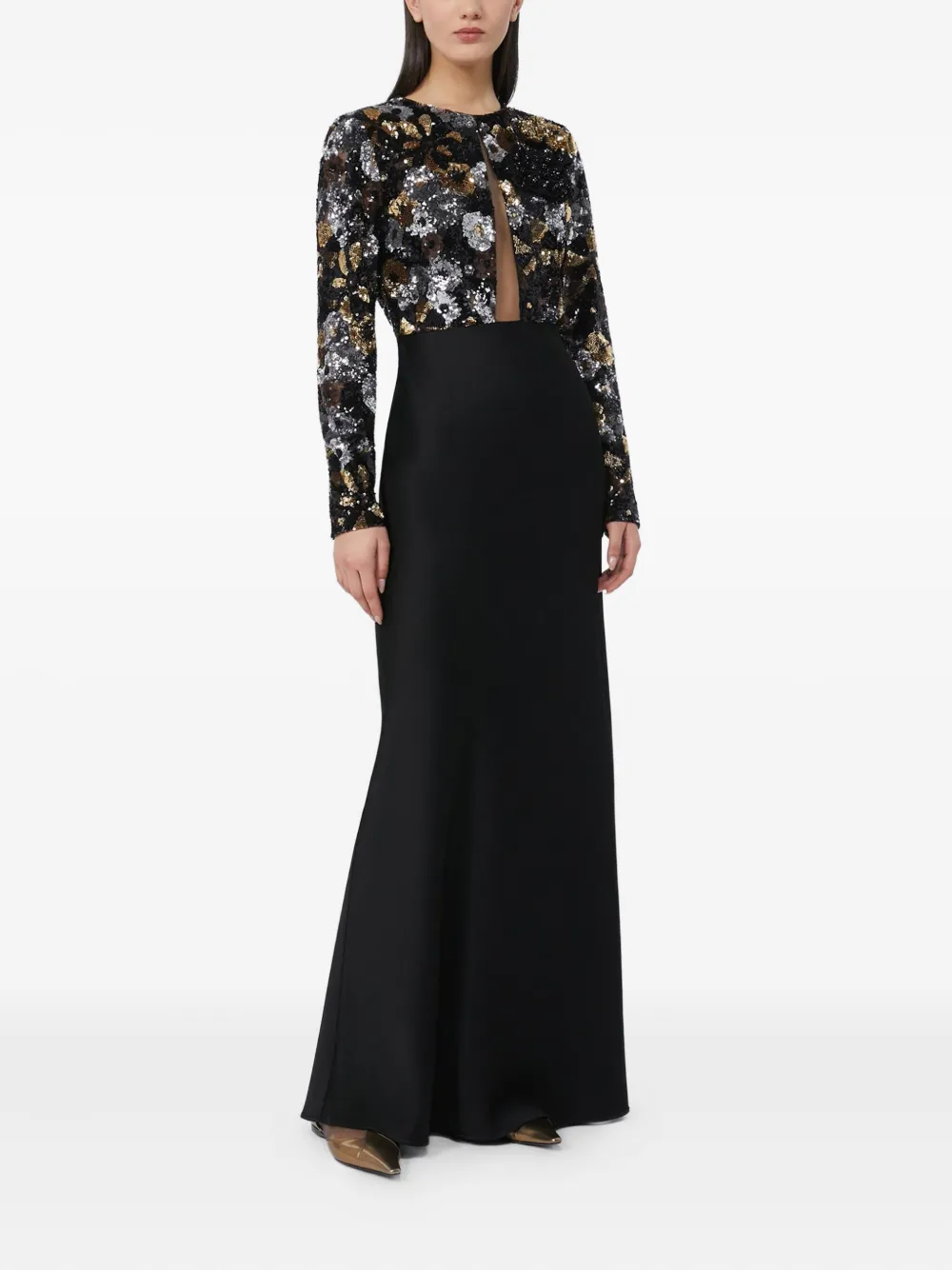 Max Mara Maxi-jurk verfraaid met pailletten Zwart