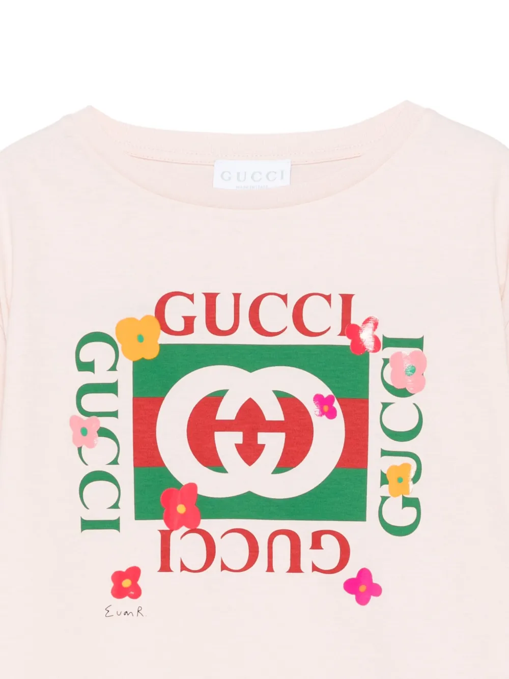 Gucci Kids T-shirt met logo en ronde hals Wit