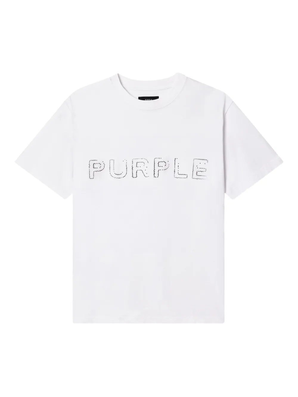 Purple Brand T-shirt in cotone con cristalli - Bianco