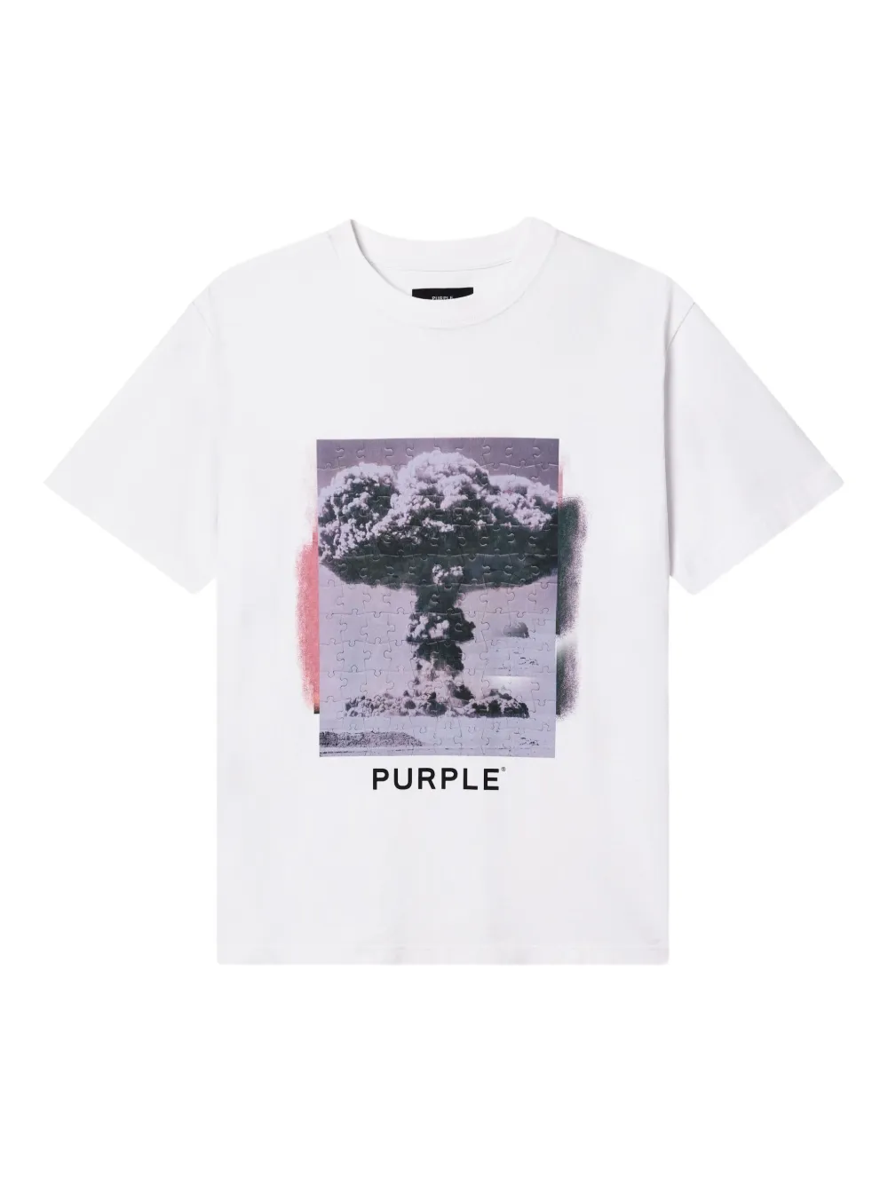 Purple Brand T-shirt met puzzelprint - Wit