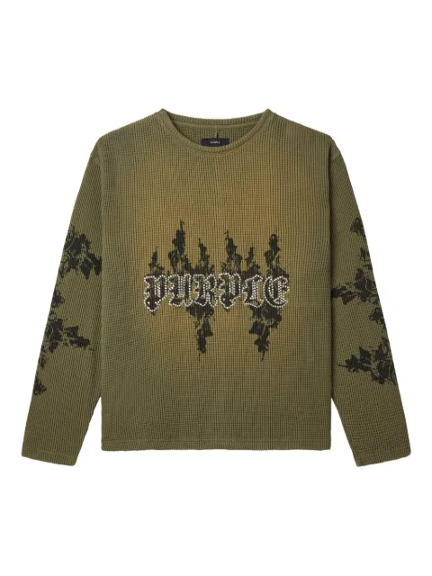 Purple Brand flames waffle-knit sweater