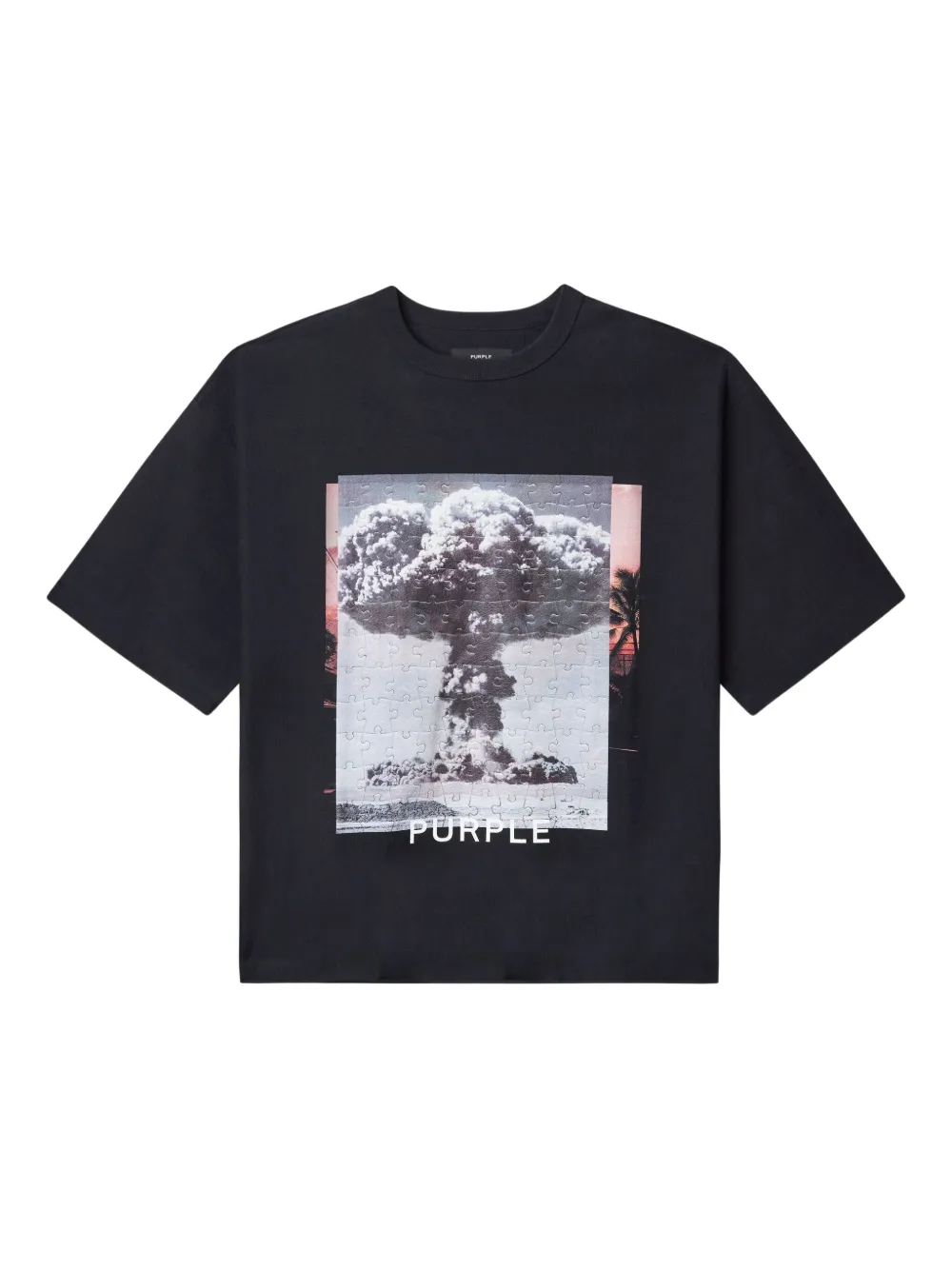 Purple Brand T-Shirt mit Puzzle-Print - Schwarz