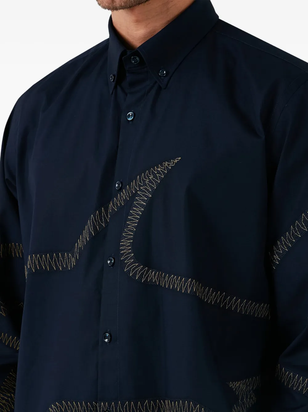 Paul & Shark Embroidered-shark Shirt In Blue