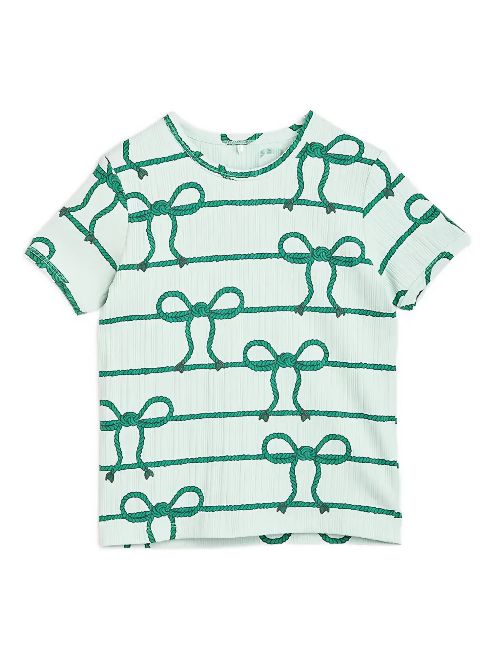 Mini Rodini ribbed bow-print T-shirt | Green | Image 1