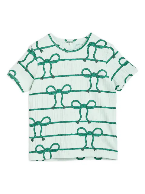 Mini Rodini ribbed bow-print T-shirt